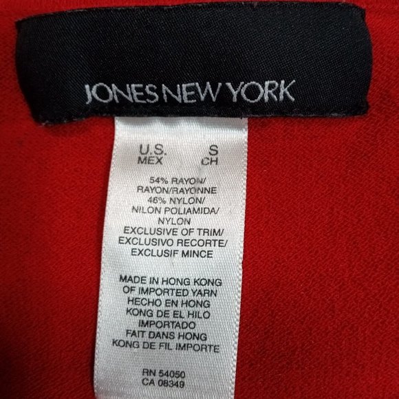 Jones New York Womens Sweater Cardigan Red S Open Front Stretch‎ Lace Small - Picture 5 of 8